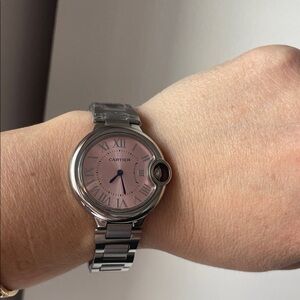 Stainless Steel Watch with Pink Dial